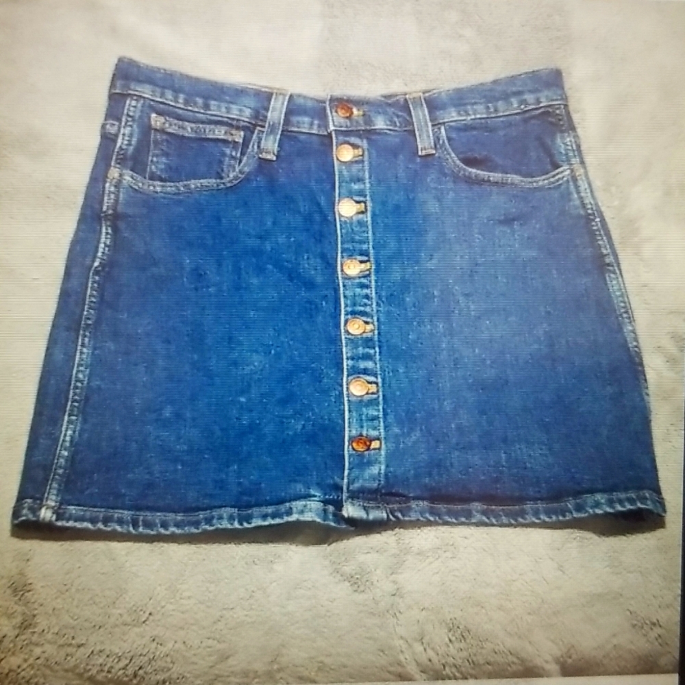 Madewell Denim Straight Button Front Mini sz 27 - Picture 2 of 4